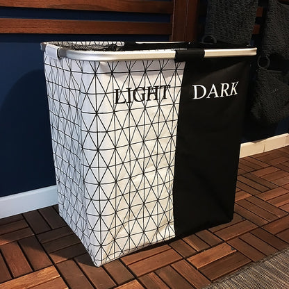 Foldable Double-Section Laundry Basket Organizer by HitMyNeed