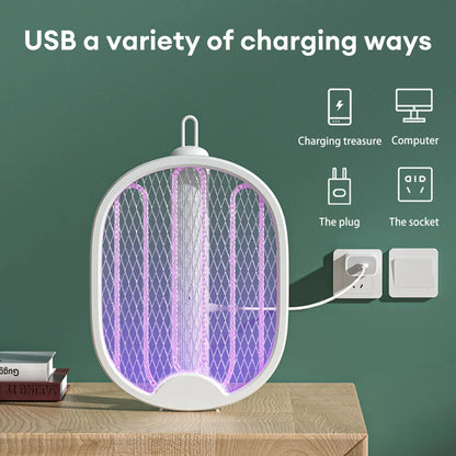 Foldable Electric Mosquito Swatter with UV Bug Zapper by HitMyNeed