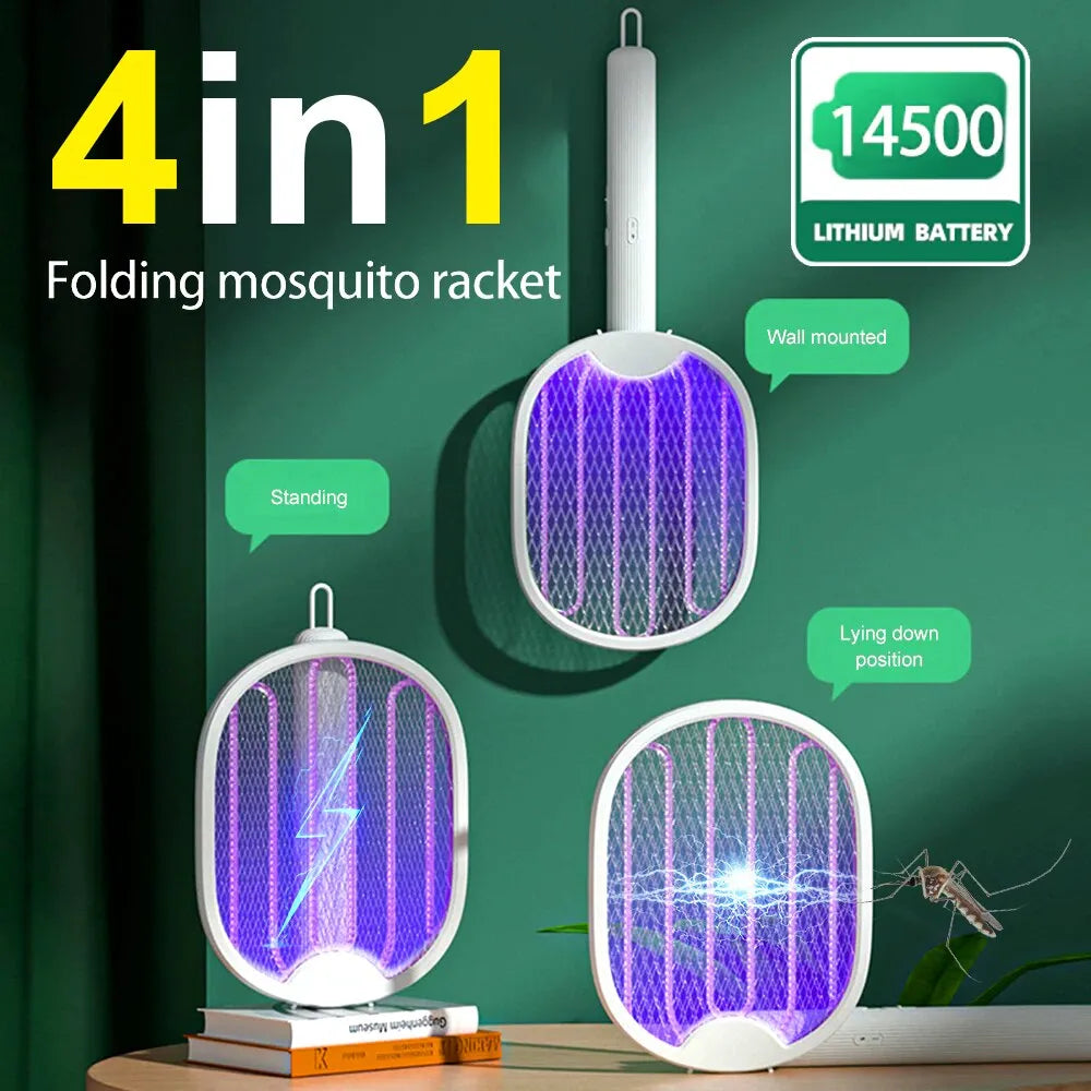 Foldable Electric Mosquito Swatter with UV Bug Zapper by HitMyNeed