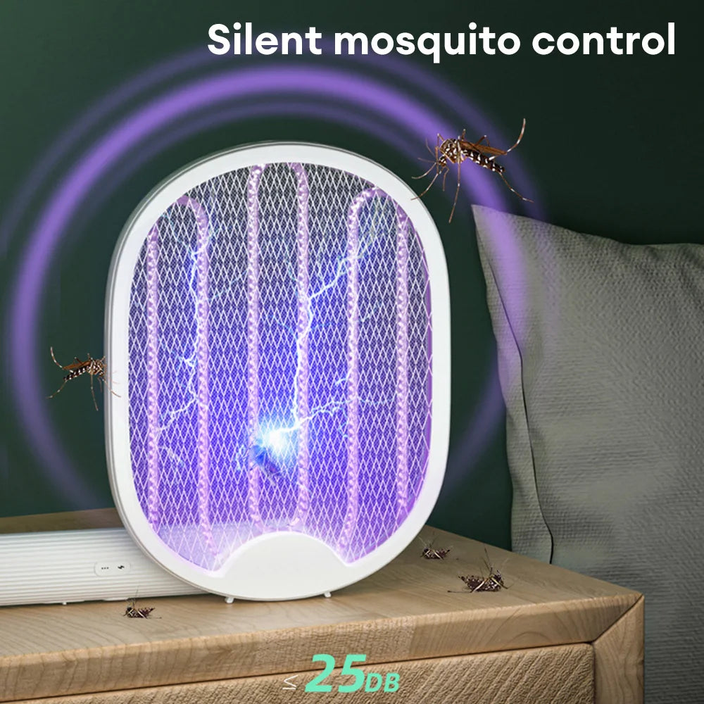 Foldable Electric Mosquito Swatter with UV Bug Zapper by HitMyNeed