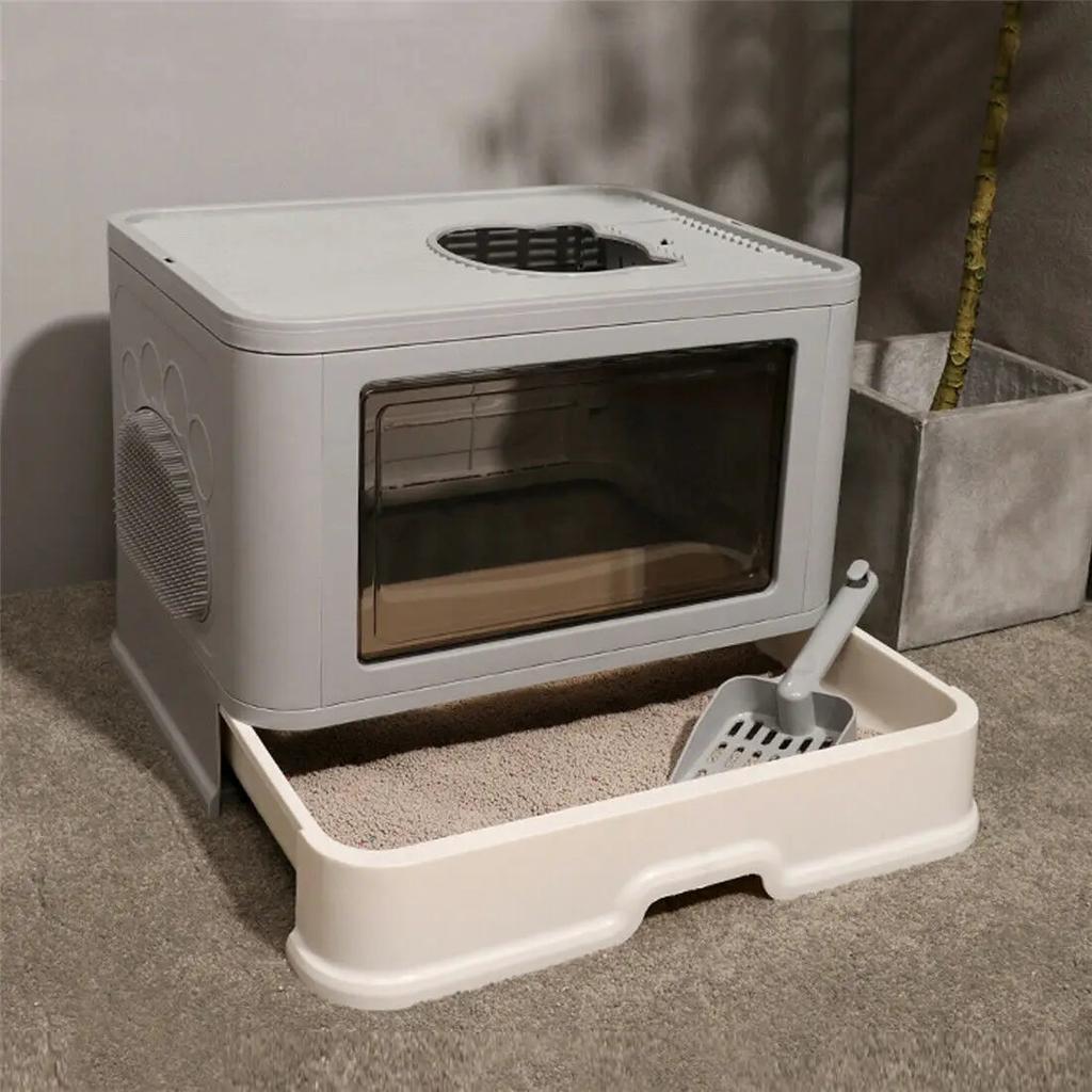 Foldable Enclosed Cat Litter Box with Top Exit by HitMyNeed