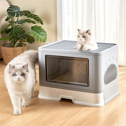 Foldable Enclosed Cat Litter Box with Top Exit by HitMyNeed