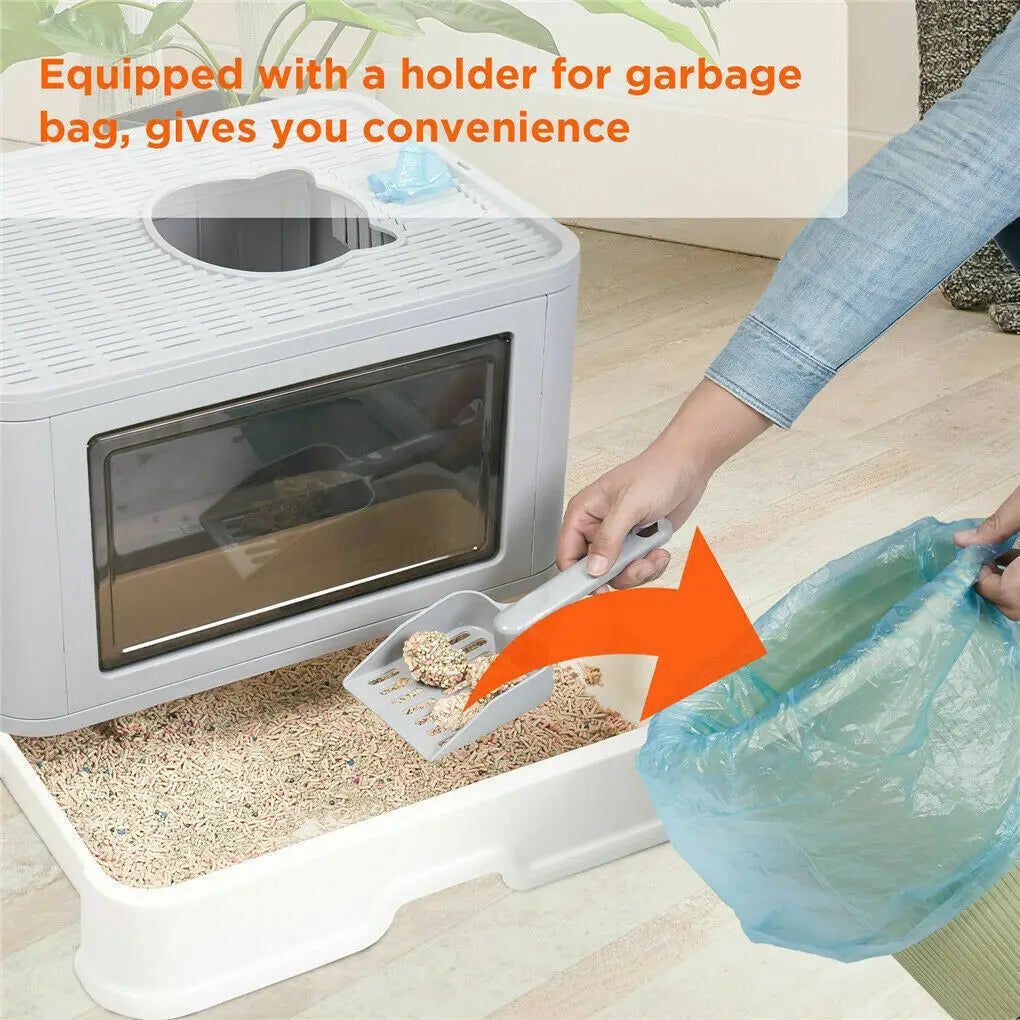 Foldable Enclosed Cat Litter Box with Top Exit by HitMyNeed