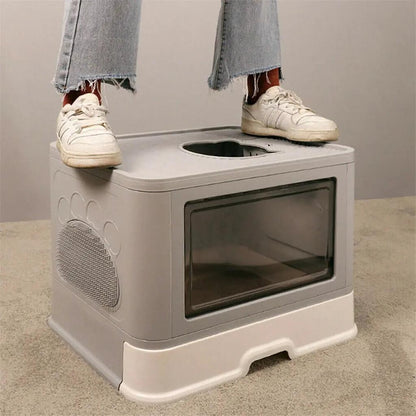 Foldable Enclosed Cat Litter Box with Top Exit by HitMyNeed