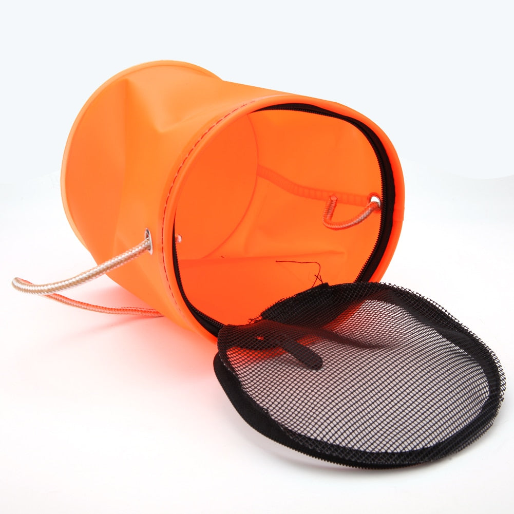 Foldable EVA Fishing Bucket with Rope and Mesh Lid by HitMyNeed