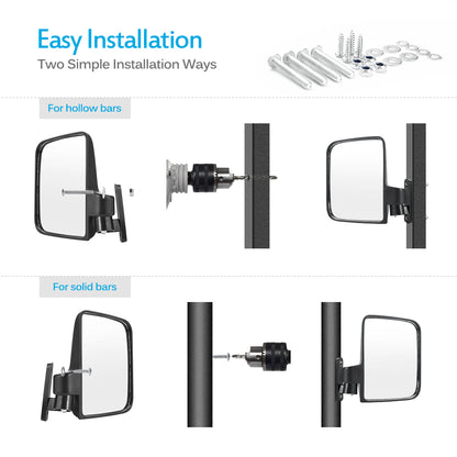 Foldable Golf Cart Side Mirrors, Adjustable Pair by HitMyNeed