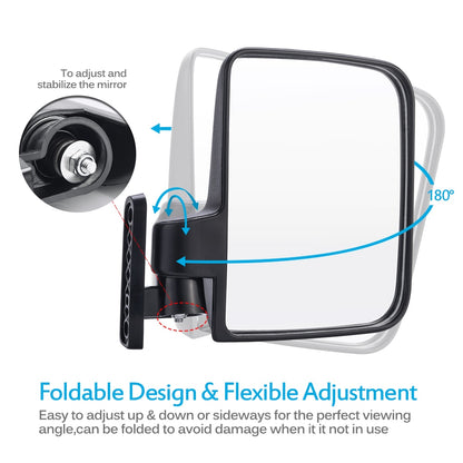 Foldable Golf Cart Side Mirrors, Adjustable Pair by HitMyNeed