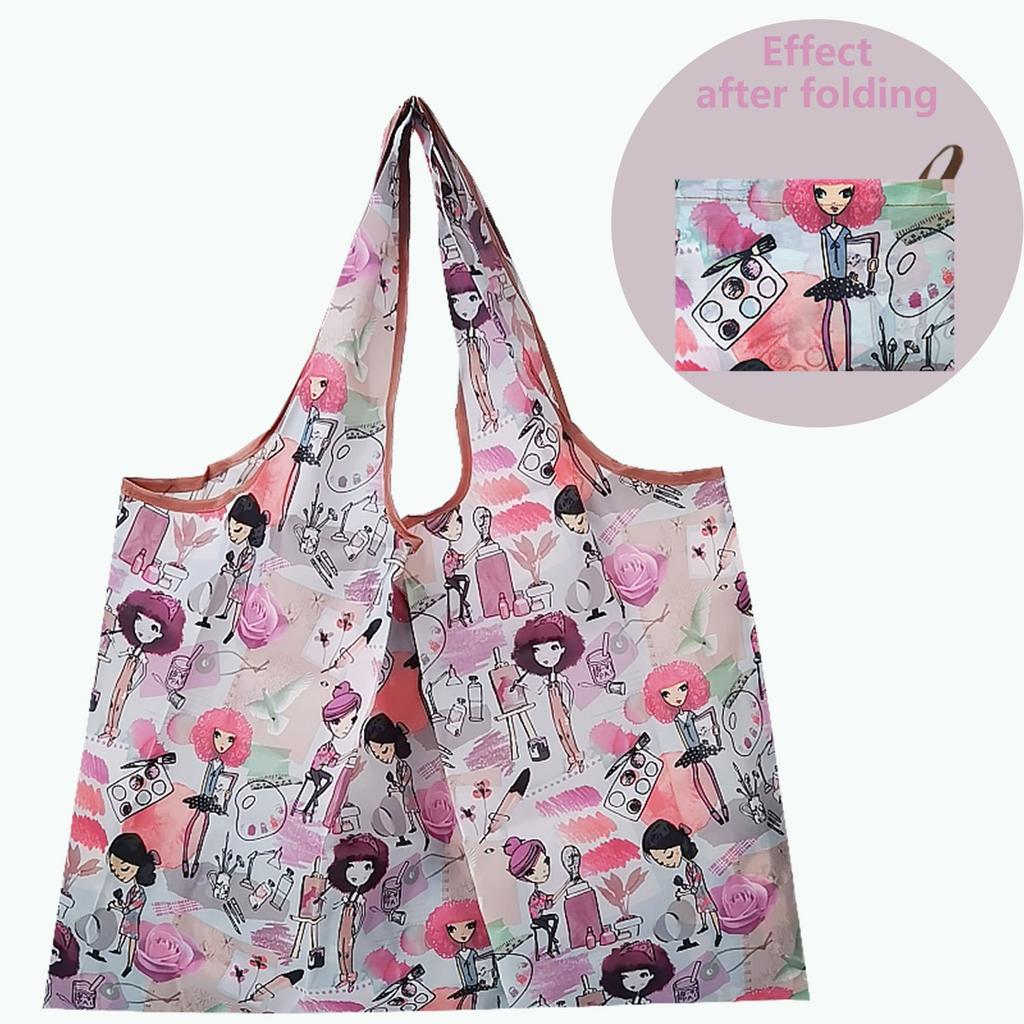 Foldable Large Reusable Nylon Shopping Bag l-meinv-24 by HitMyNeed