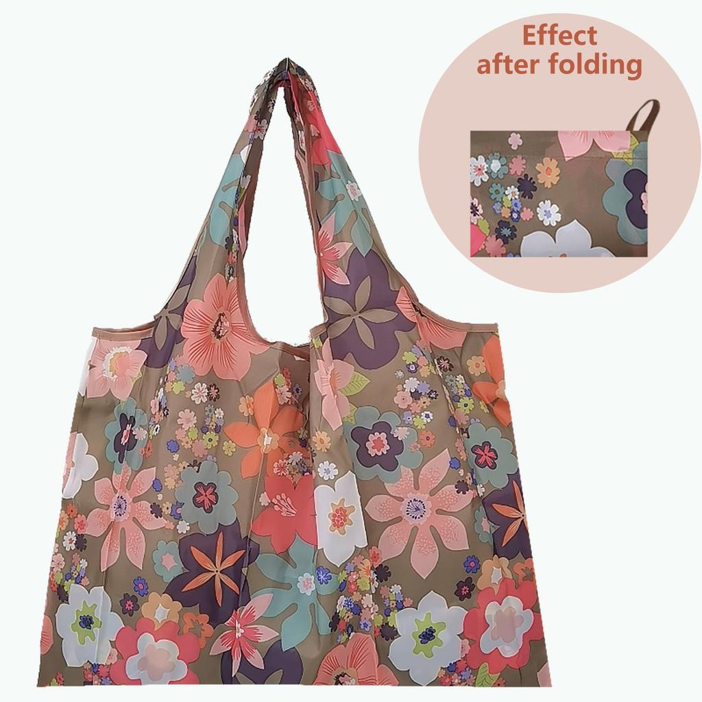 Foldable Large Reusable Nylon Shopping Bag pl-hua1-6 by HitMyNeed