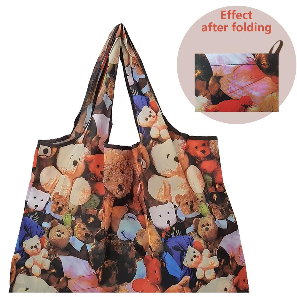 Foldable Large Reusable Nylon Shopping Bag pl-xiongzai-13 by HitMyNeed