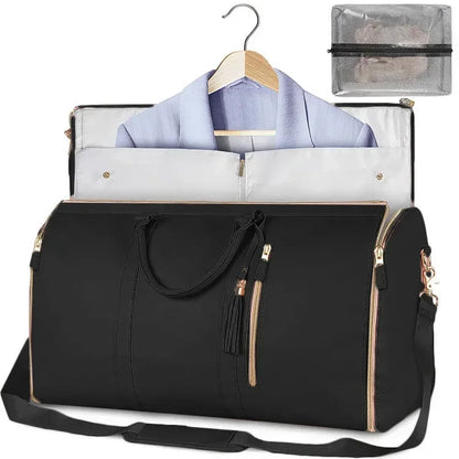 Foldable PU Leather Carry-On Duffel Clothing Bag a-black by HitMyNeed