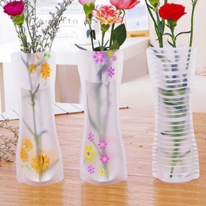 Foldable PVC Flower Vases, Translucent (Set of 3) by HitMyNeed