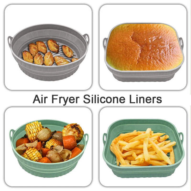 Foldable Reusable Silicone Air Fryer Liners by HitMyNeed