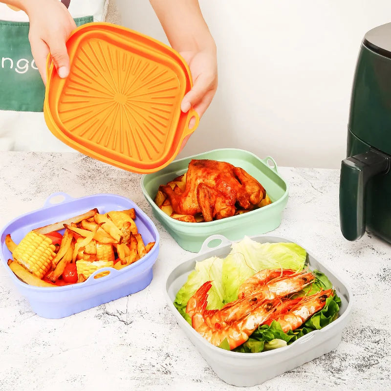 Foldable Reusable Silicone Air Fryer Liners by HitMyNeed