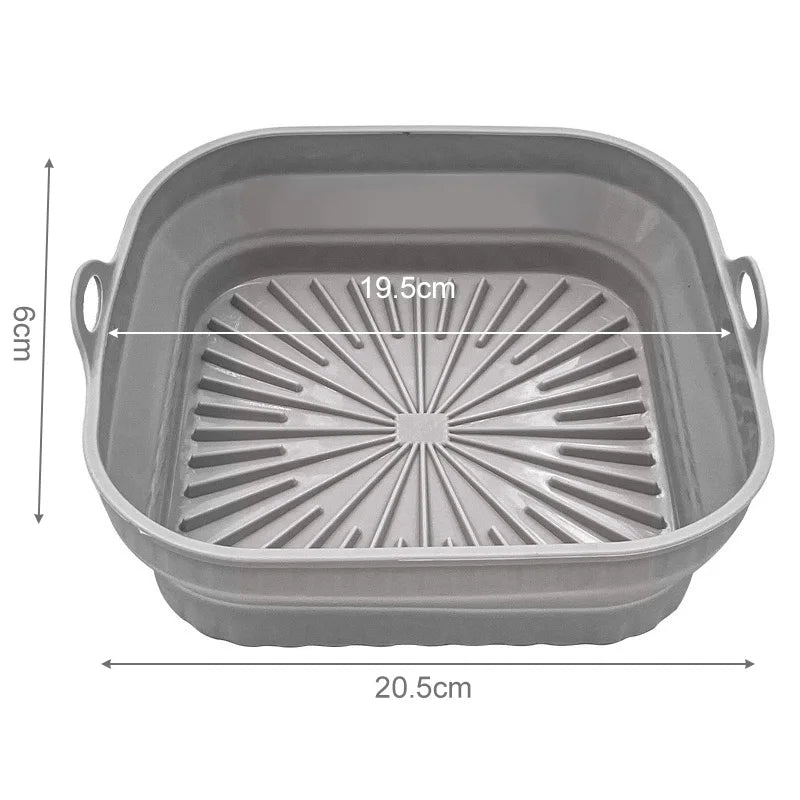 Foldable Reusable Silicone Air Fryer Liners gray-square by HitMyNeed