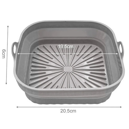 Foldable Reusable Silicone Air Fryer Liners gray-square by HitMyNeed