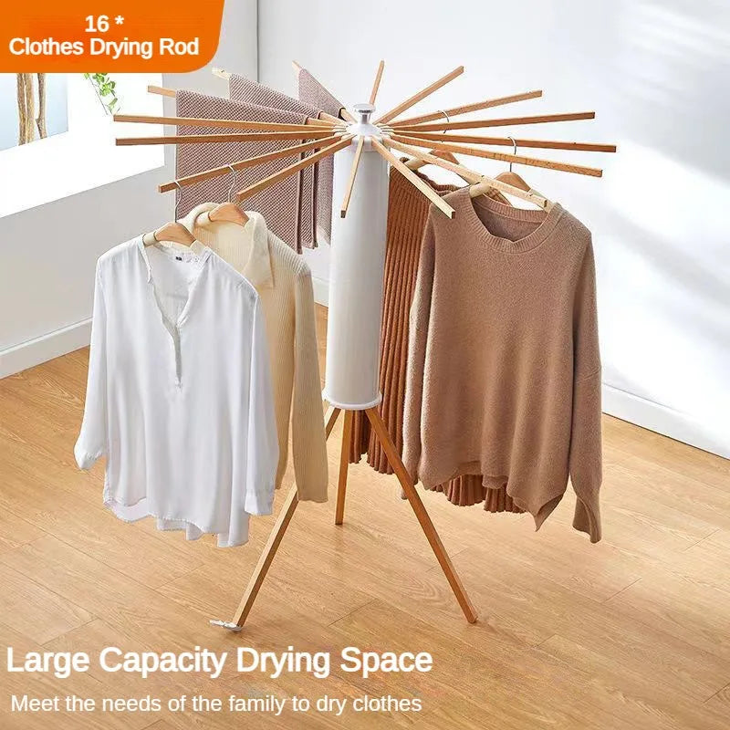 Foldable Rotary Clothes Drying Rack with 16 Poles by HitMyNeed