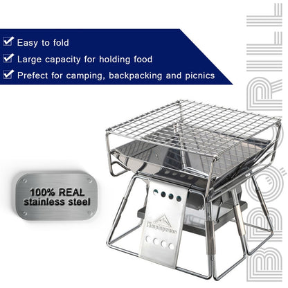 Foldable Stainless Steel Portable Camping Grill by HitMyNeed