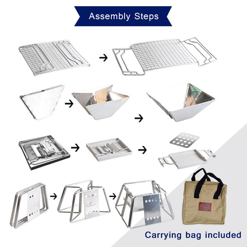 Foldable Stainless Steel Portable Camping Grill by HitMyNeed