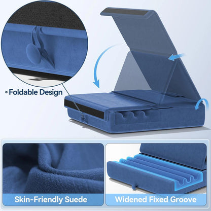 Foldable Tablet Pillow Stand with Pocket & Stylus Mount by HitMyNeed
