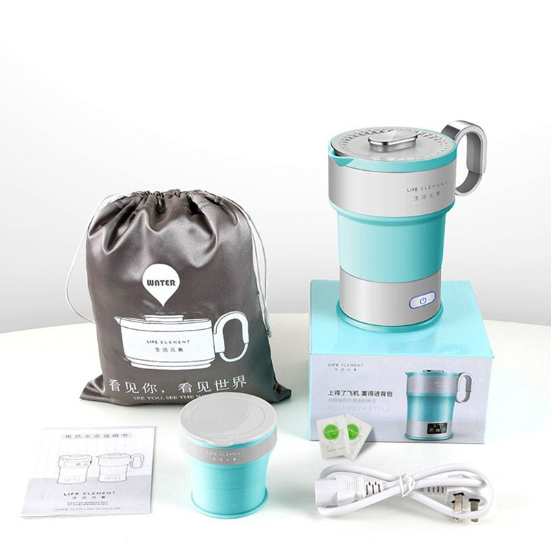 Foldable Travel Electric Kettle 0.6L (220V, Silicone) by HitMyNeed