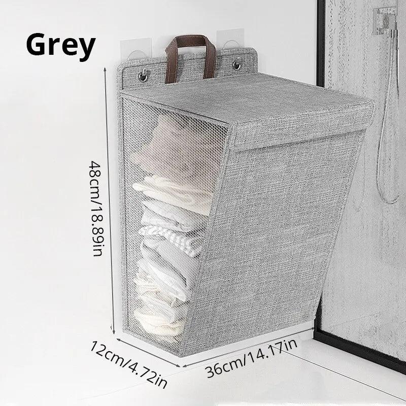 Foldable Wall Mounted Mesh Laundry Hamper 1pc-gray-medium by HitMyNeed