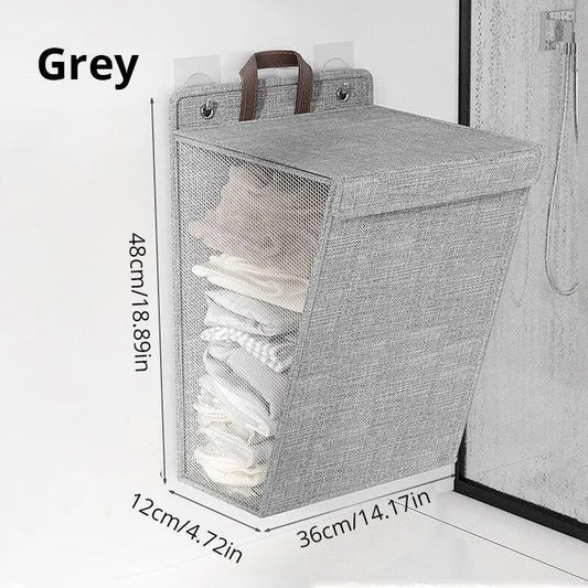 Foldable Wall Mounted Mesh Laundry Hamper 1pc-gray-medium by HitMyNeed