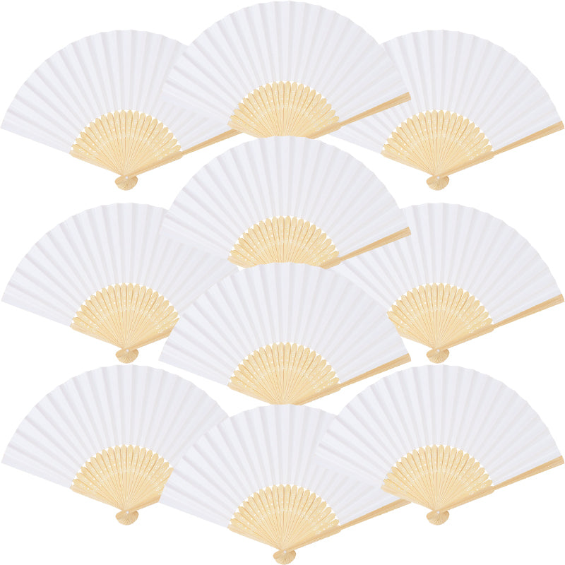 Foldable White Paper Fans 10 Pack by HitMyNeed
