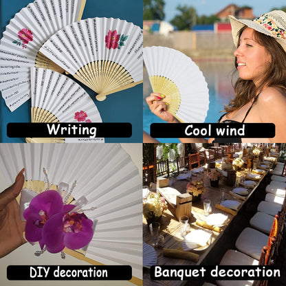 Foldable White Paper Fans 10 Pack by HitMyNeed
