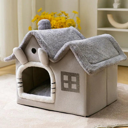 Foldable Winter Cave Bed for Cats & Small Dogs grey-totoro s-39x32x34cm by HitMyNeed