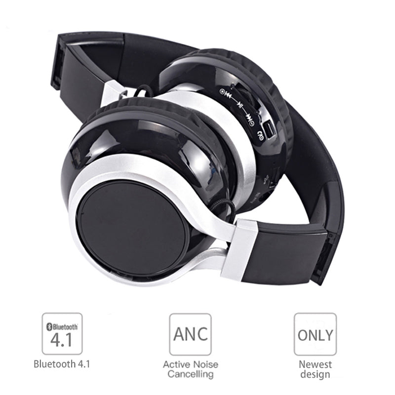 Foldable Wireless Bluetooth Headphones Black by HitMyNeed