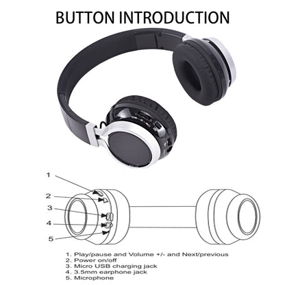 Foldable Wireless Bluetooth Headphones Black by HitMyNeed
