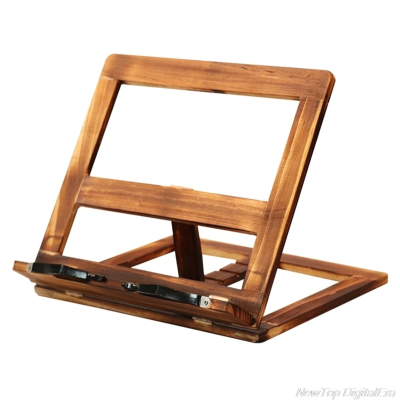 Foldable Wooden Book Holder Stand with Page Clips by HitMyNeed