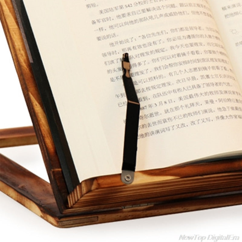 Foldable Wooden Book Holder Stand with Page Clips by HitMyNeed