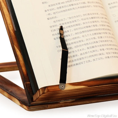 Foldable Wooden Book Holder Stand with Page Clips by HitMyNeed