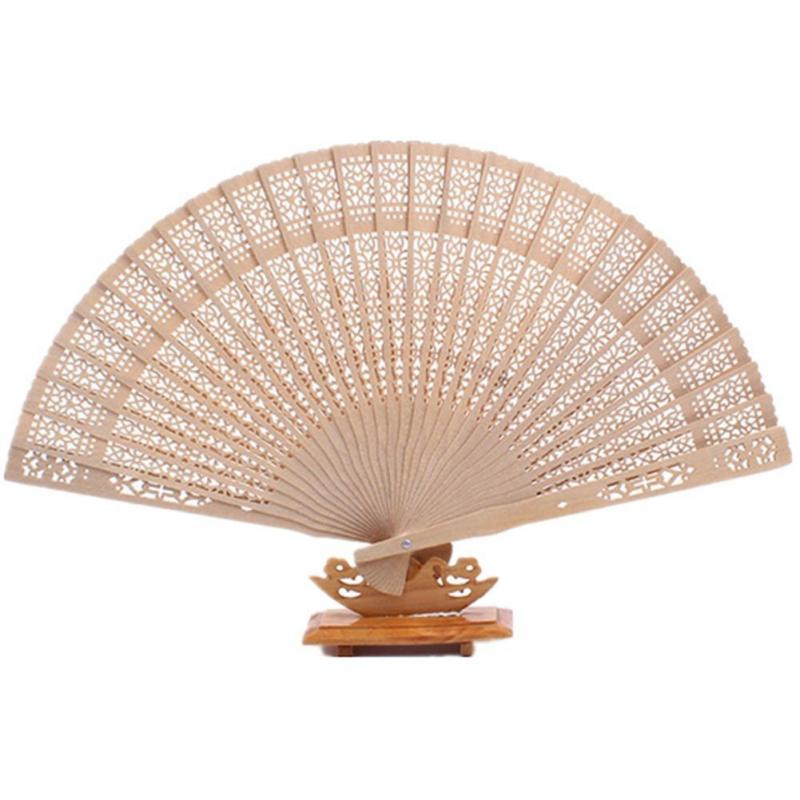 Foldable Wooden Handheld Fan with Carved Design by HitMyNeed