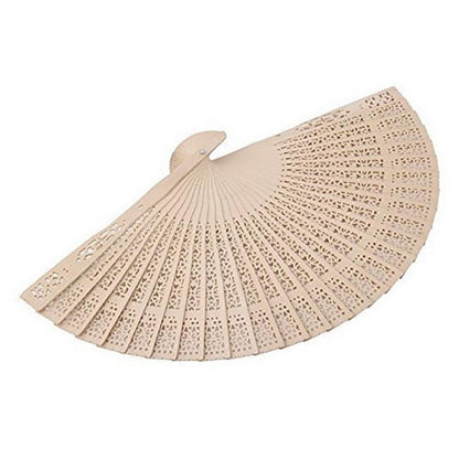 Foldable Wooden Handheld Fan with Carved Design by HitMyNeed