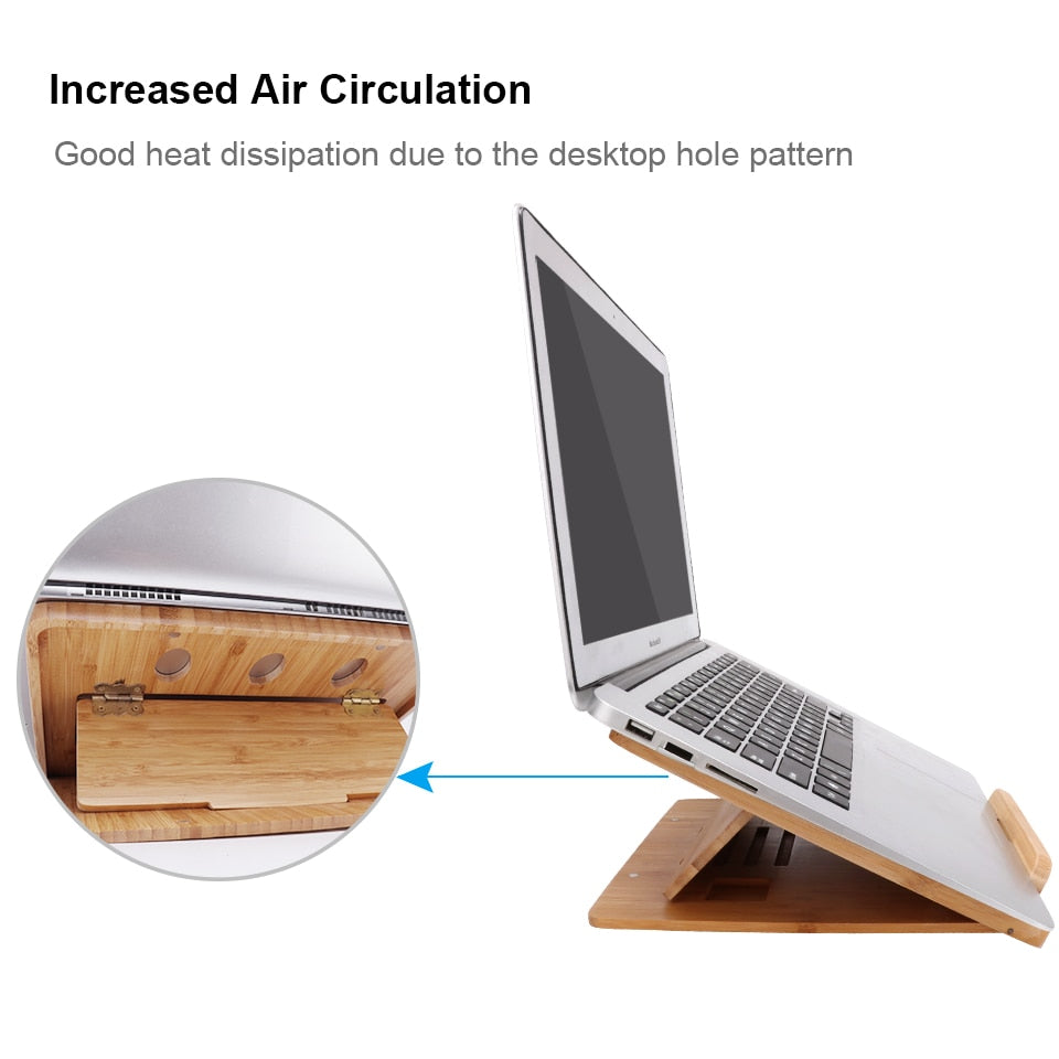 Foldable Wooden Laptop Stand with 4 Angles by HitMyNeed