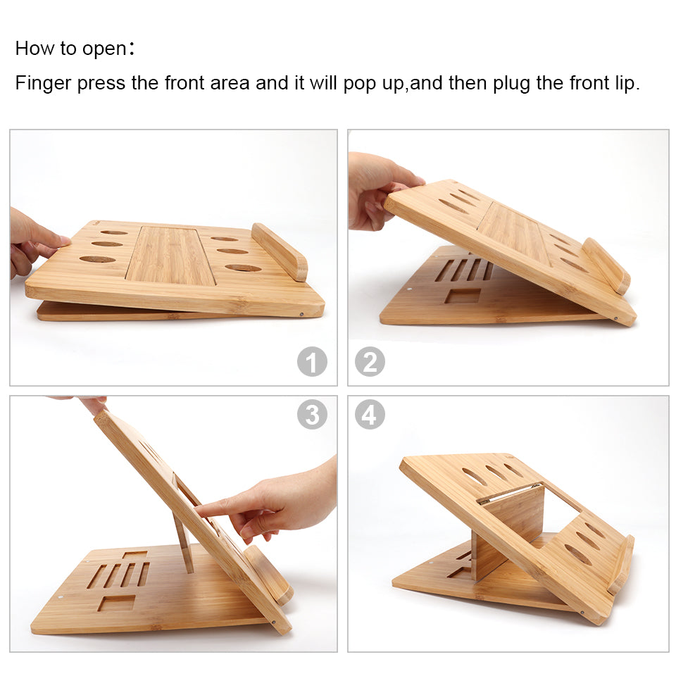 Foldable Wooden Laptop Stand with 4 Angles by HitMyNeed
