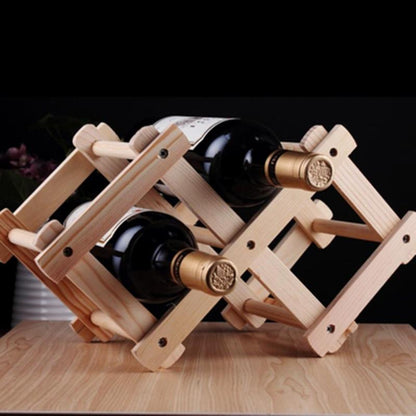 Foldable Wooden Wine Display Rack - 3 Bottle Holder by HitMyNeed