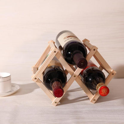 Foldable Wooden Wine Display Rack - 3 Bottle Holder by HitMyNeed