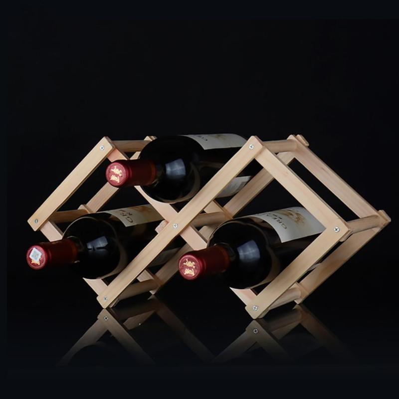 Foldable Wooden Wine Display Rack - 3 Bottle Holder by HitMyNeed