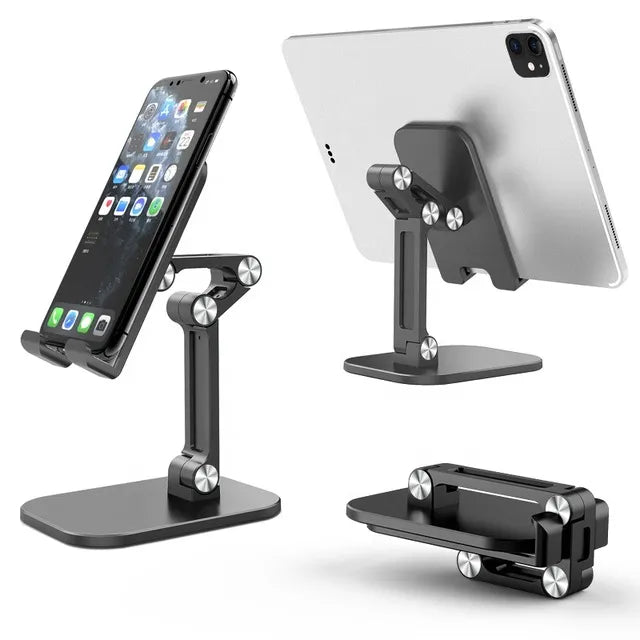 Folding 3-Section Adjustable Stand for Phones & Tablets f2-black by HitMyNeed