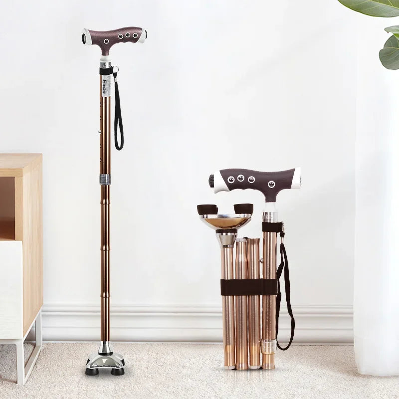 Folding Aluminium Walking Stick with LED Light by HitMyNeed