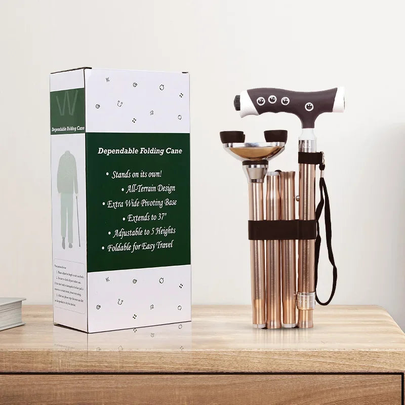 Folding Aluminium Walking Stick with LED Light by HitMyNeed