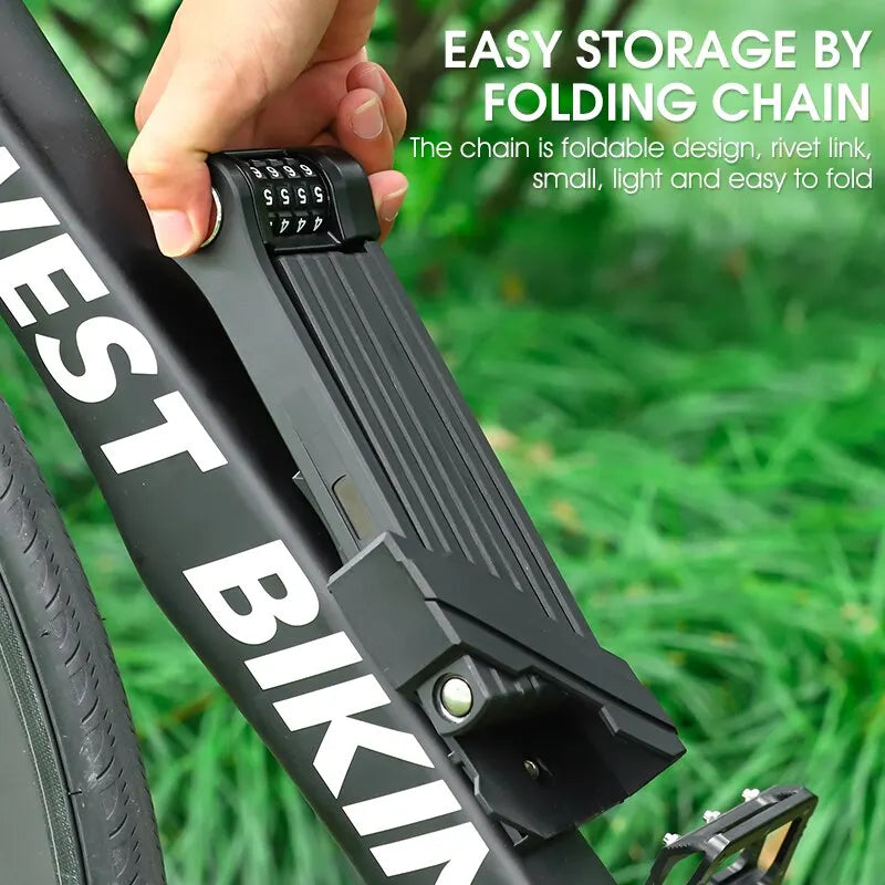 Folding Combination Bike Chain Lock for Anti-Theft Security by HitMyNeed