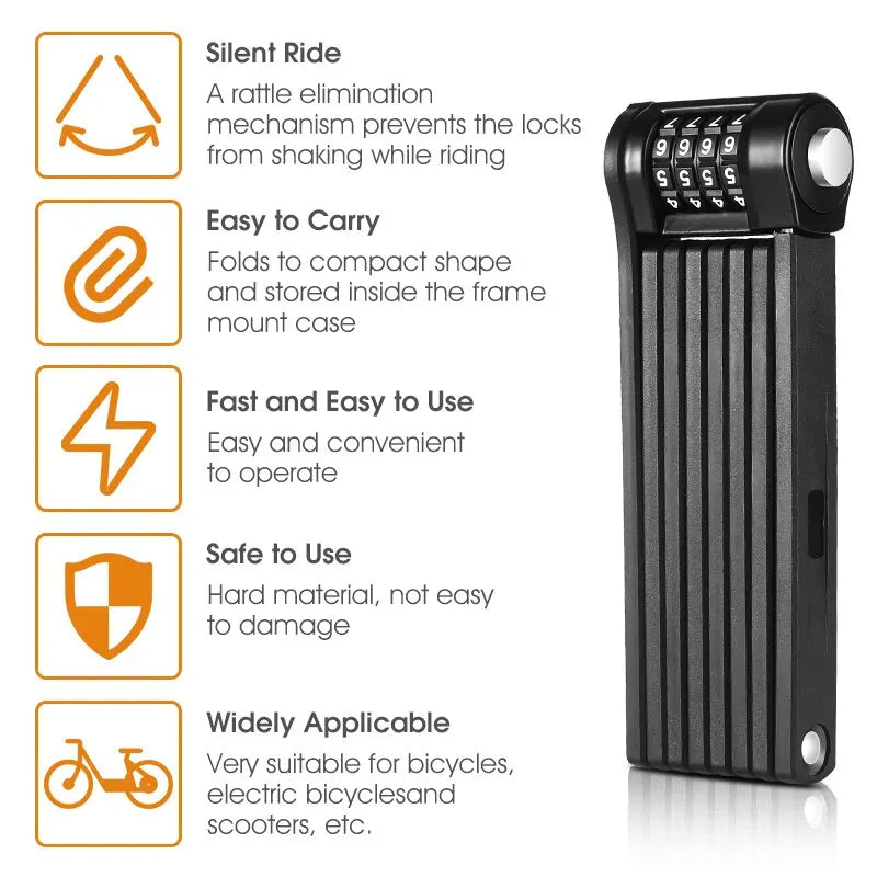Folding Combination Bike Chain Lock for Anti-Theft Security by HitMyNeed