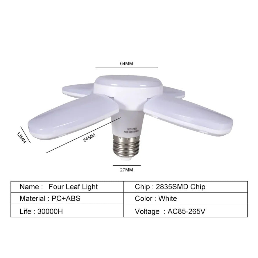 Folding LED Lamp E27 4+1 Leaf Adjustable 28W by HitMyNeed