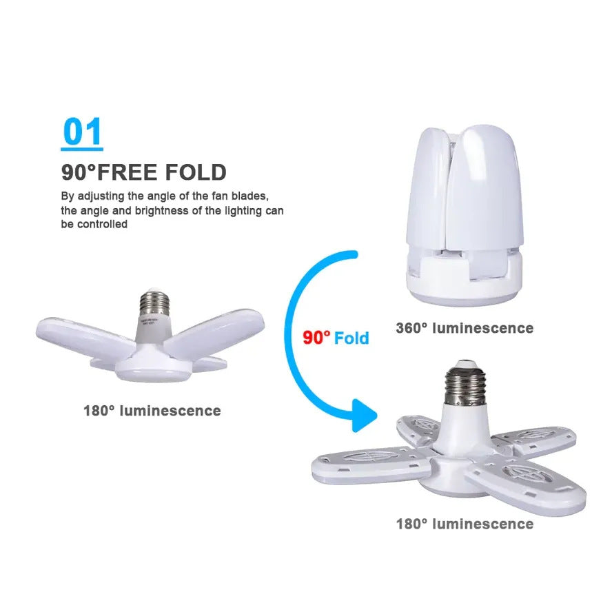 Folding LED Lamp E27 4+1 Leaf Adjustable 28W by HitMyNeed