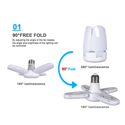 Folding LED Lamp E27 4+1 Leaf Adjustable 28W by HitMyNeed